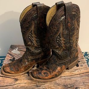 Corral Vintage Cognac Python Overlay Boots 8